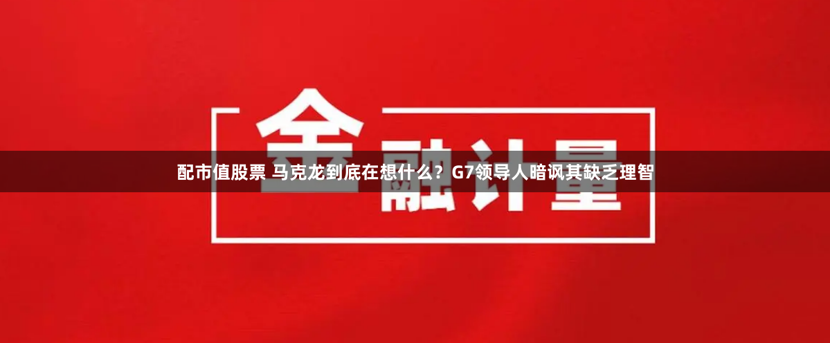 配市值股票 马克龙到底在想什么？G7领导人暗讽其缺乏理智