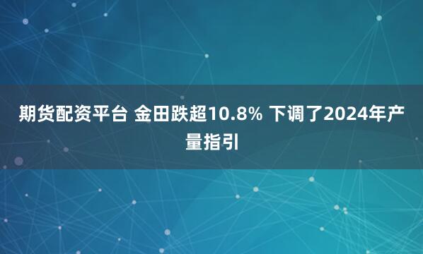 期货配资平台 金田跌超10.8% 下调了2024年产量指引